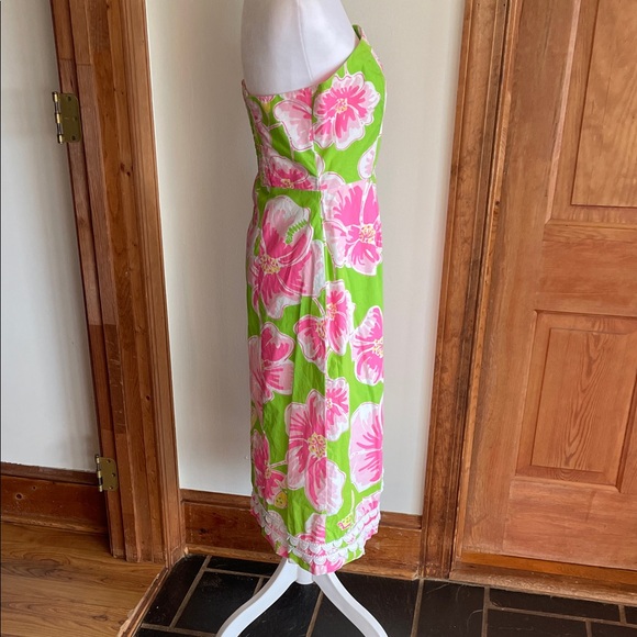 LILLY PULITZER Maui Punch Pink Green Strapless Dress 6 Vintage - Picture 12 of 17